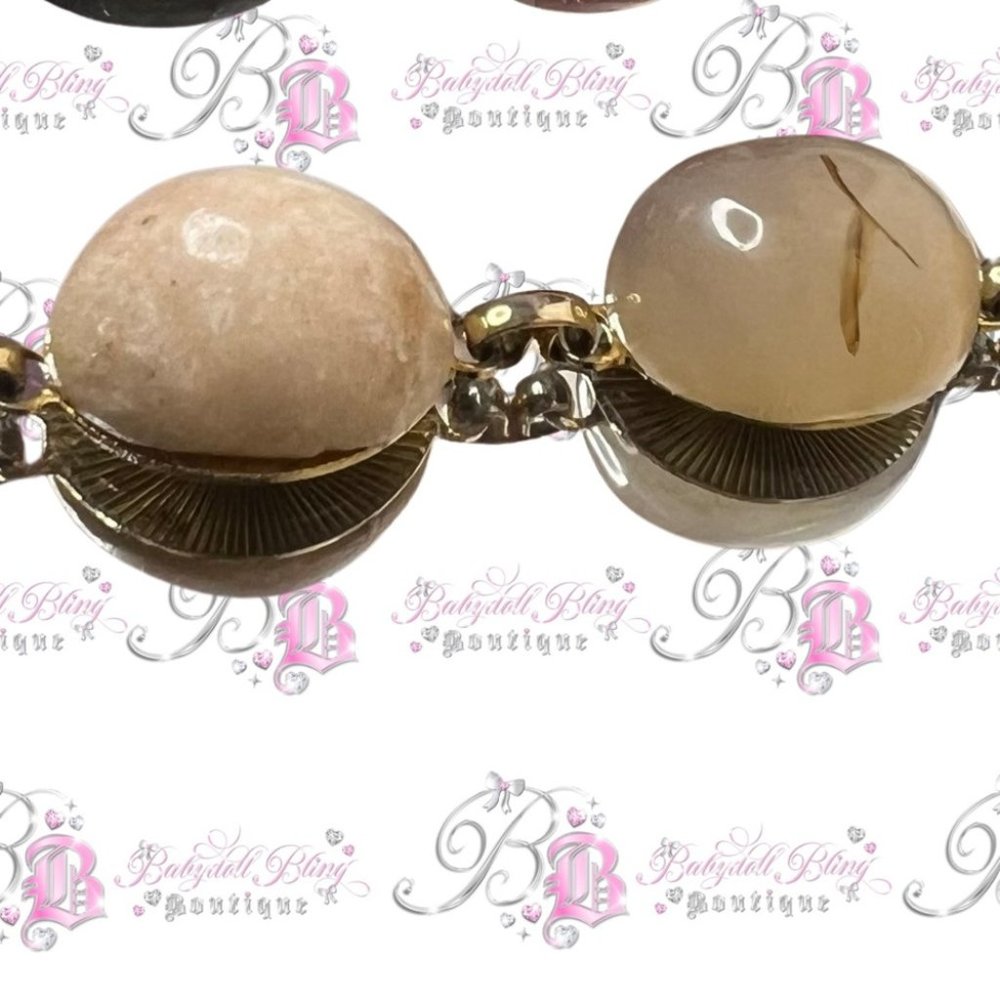 1940s scarab bracelet EGYPTIAN STYLE GOLD real gem stone healing crystals 💎⭐️ - Picture 6 of 12